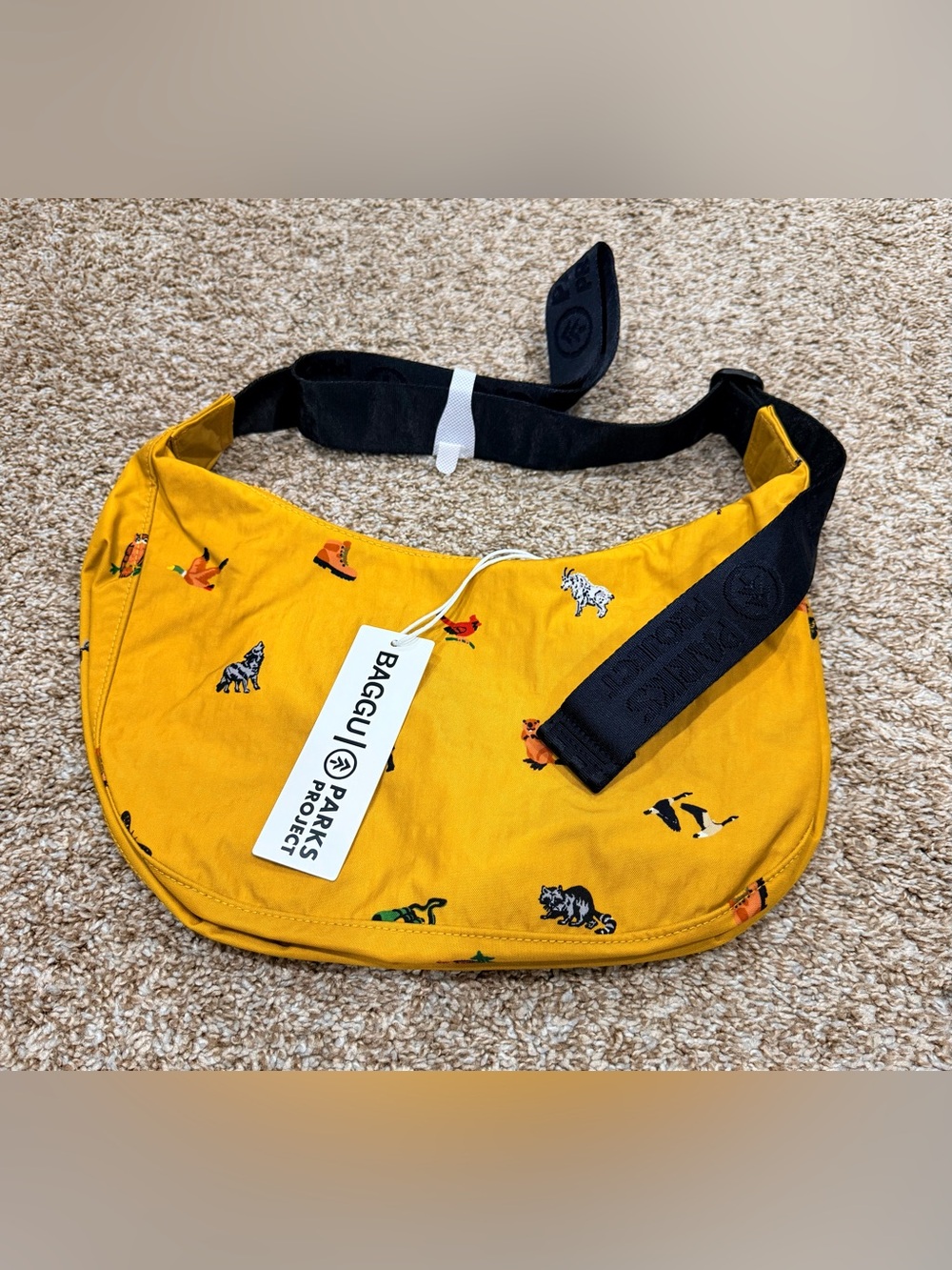BAGGU x Parks Project Naturalist Club Medium Nylon Crescent Bag — Mustard 🌻